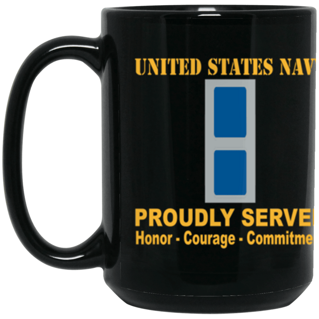 US Navy W-3 Chief Warrant Officer 3 W3 CW3 Warrant Officer Core Values 15 oz. Black Mug-Drinkware-Veterans Nation