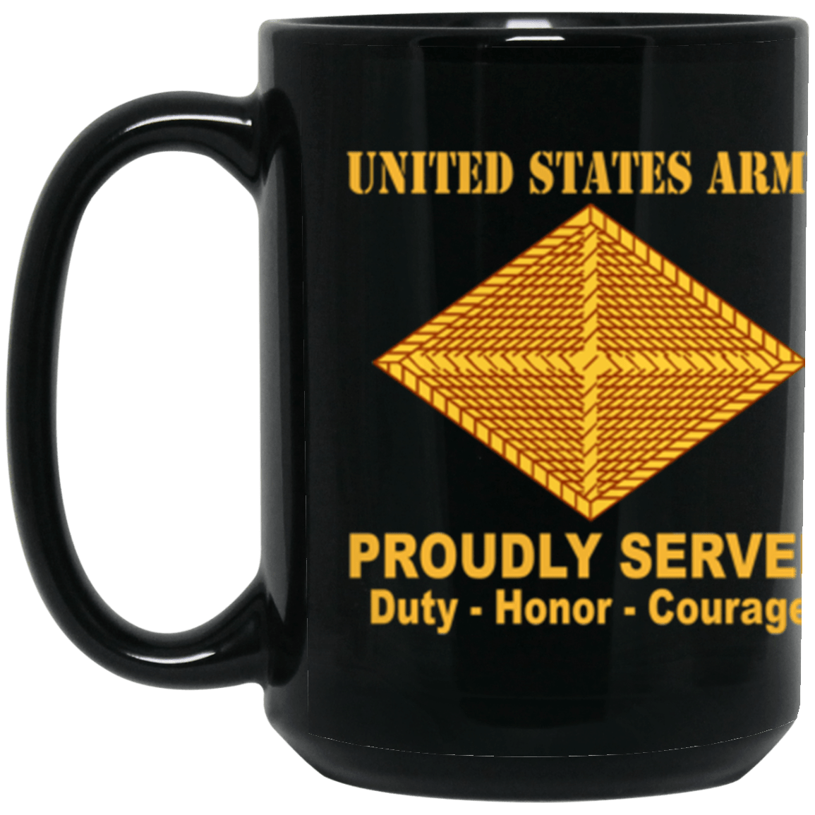 US Army Finance Corps Proudly Served Core Values 15 oz. Black Mug-Drinkware-Veterans Nation