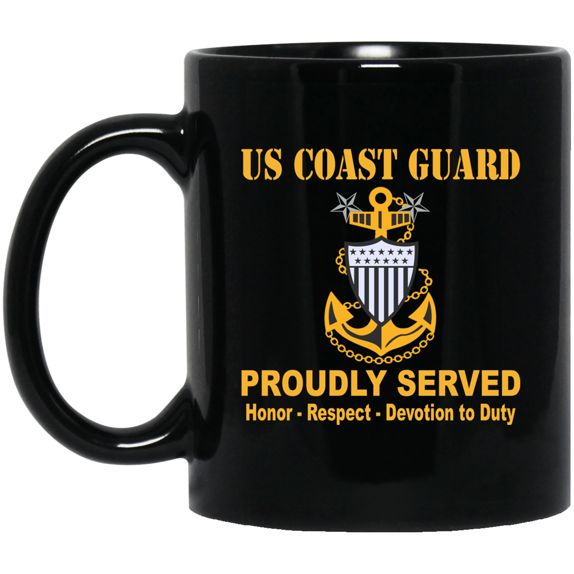 US Coast Guard E-9 Collar Device 11 oz - 15 oz Black Mug-Mug-USCG-Collar-Veterans Nation