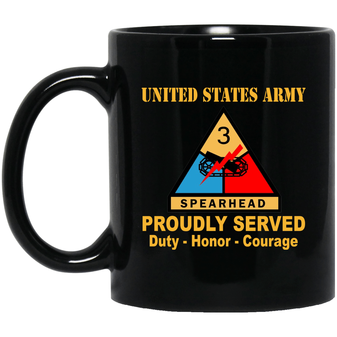 U.S. Army 3rd Armored Division 11 oz - 15 oz Black Mug-Mug-Army-CSIB-Veterans Nation