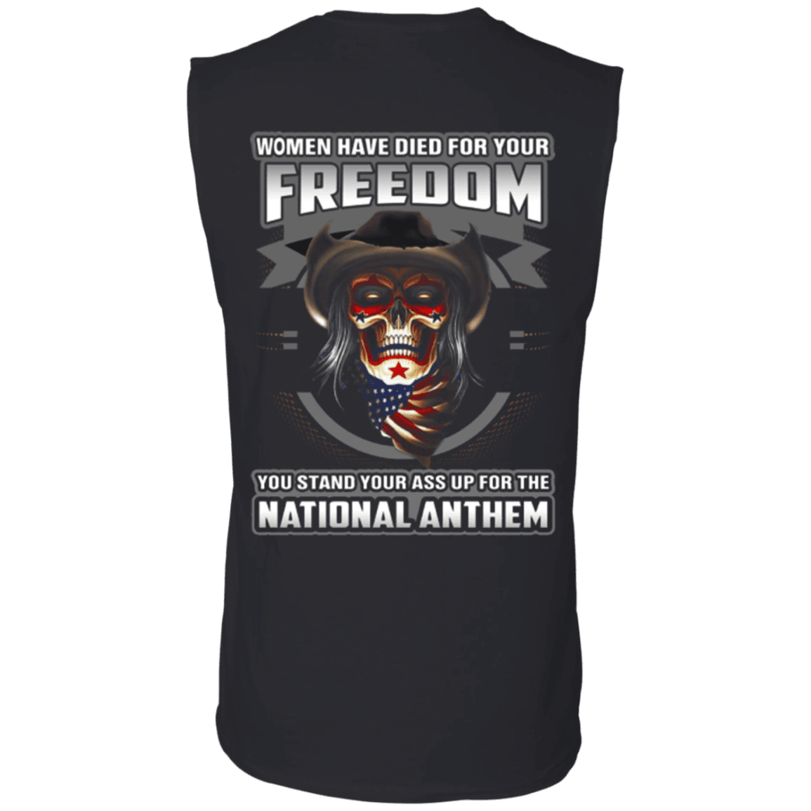 Military T-Shirt "Woman Have Diead For Your Freedom Stand Up For The National Anthem"-TShirt-General-Veterans Nation