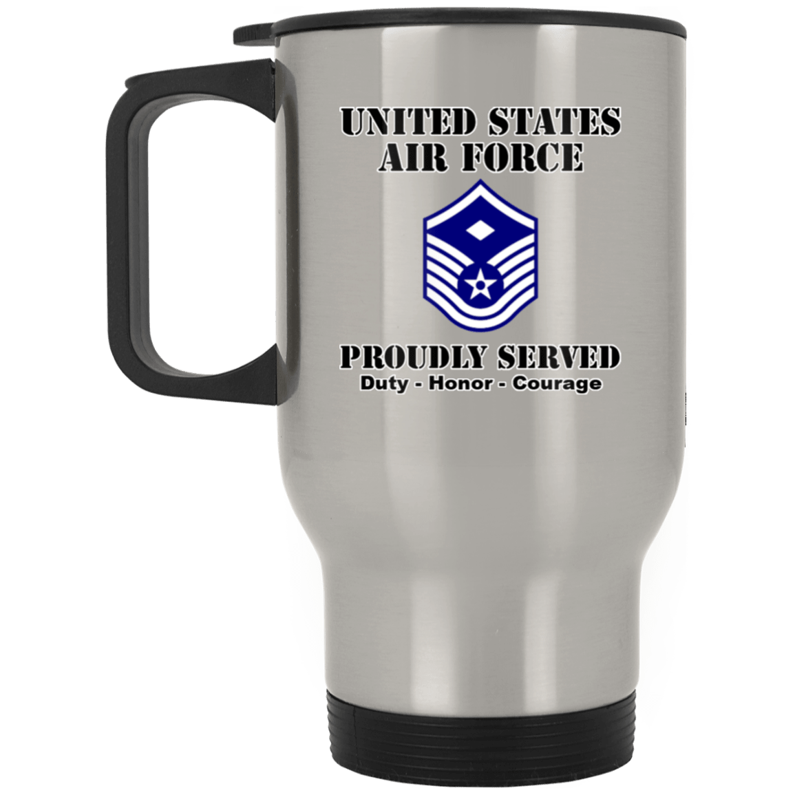 US Air Force E-7 First Sergeant Ranks White Coffee Mug - Stainless Travel Mug-Mug-USAF-Ranks-Veterans Nation