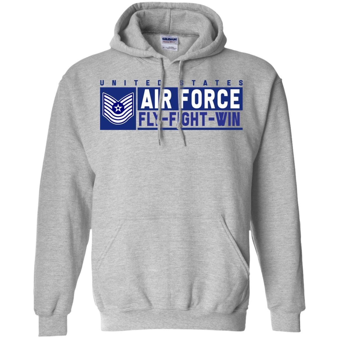 US Air Force E-7 Master Sergeant Old Style Fly - Fight - Win Long Sleeve - Pullover Hoodie-TShirt-USAF-Veterans Nation