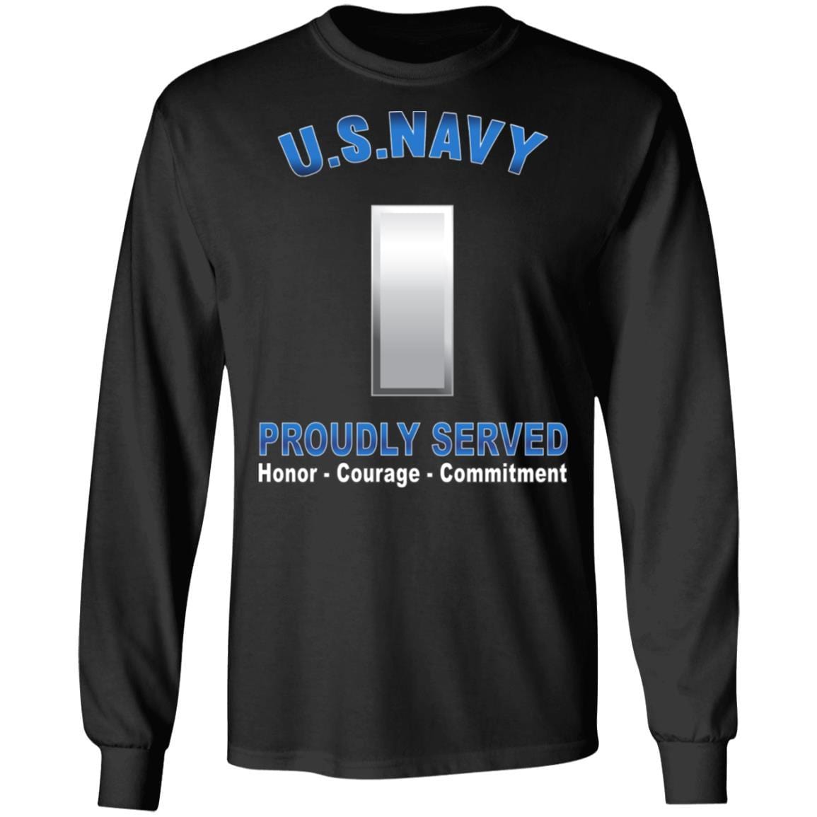 US Navy O-2 Lieutenant Junior Grade O2 LTJG Junior Officer Proudly Served T-Shirt On Front-Apparel-Veterans Nation