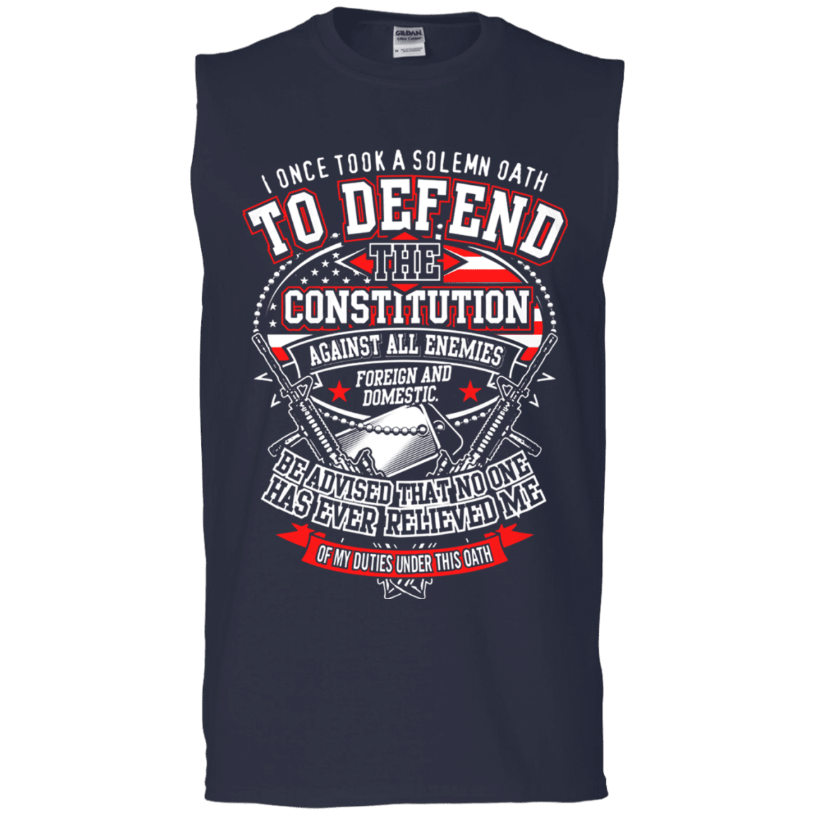 Military T-Shirt "I Once Tool A Solemn Oath to Defend The Constitution Men" Front-TShirt-General-Veterans Nation