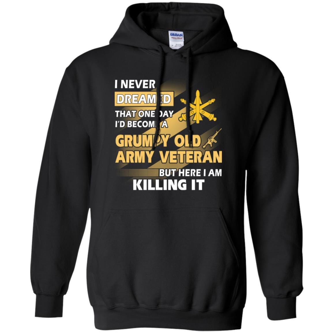 US Army T-Shirt "Air Defense Artillery Grumpy Old Veteran" On Front-TShirt-Army-Veterans Nation