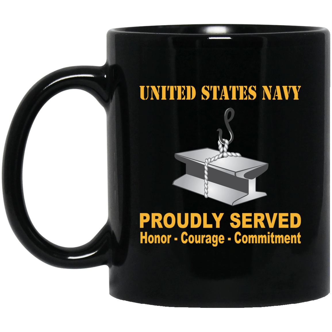 Navy Steelworker Navy SW Proudly Served Black Mug 11 oz - 15 oz-Mug-Navy-Rate-Veterans Nation