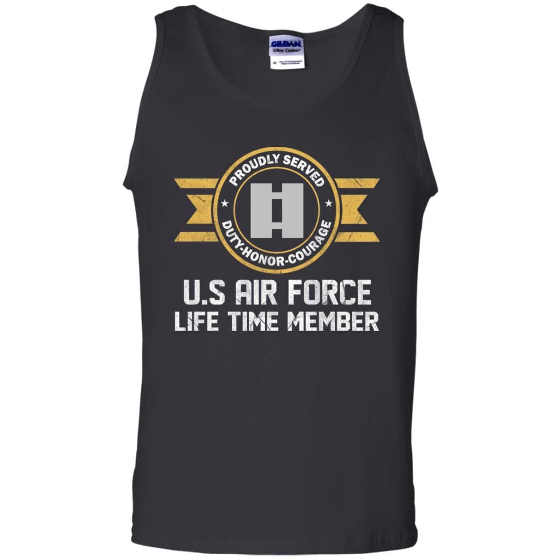 Life time member-US Air Force O-3 Captain Capt O3 Commissioned Officer Ranks Men T Shirt On Front-TShirt-USAF-Veterans Nation