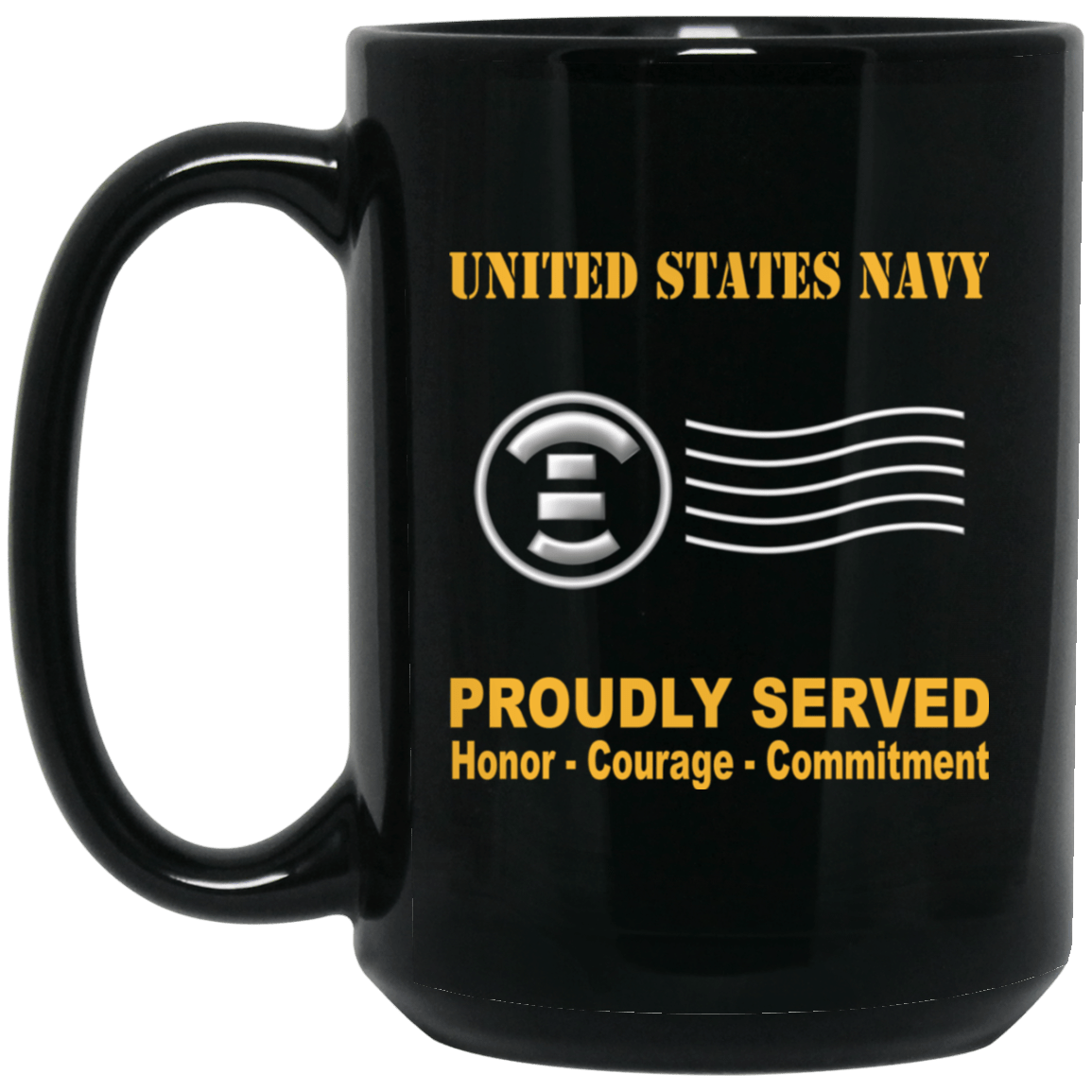 Navy Postal Clerk Navy PC Proudly Served Black Mug 11 oz - 15 oz-Mug-Navy-Rate-Veterans Nation