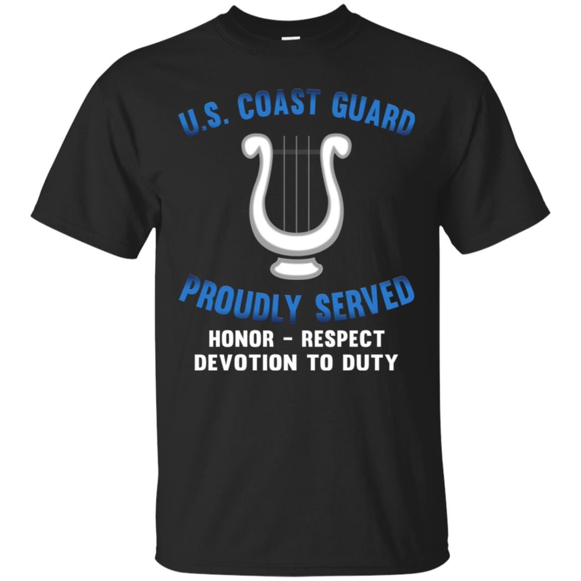 US Coast Guard Musician MU Logo Proudly Served T-Shirt For Men On Front-TShirt-USCG-Veterans Nation