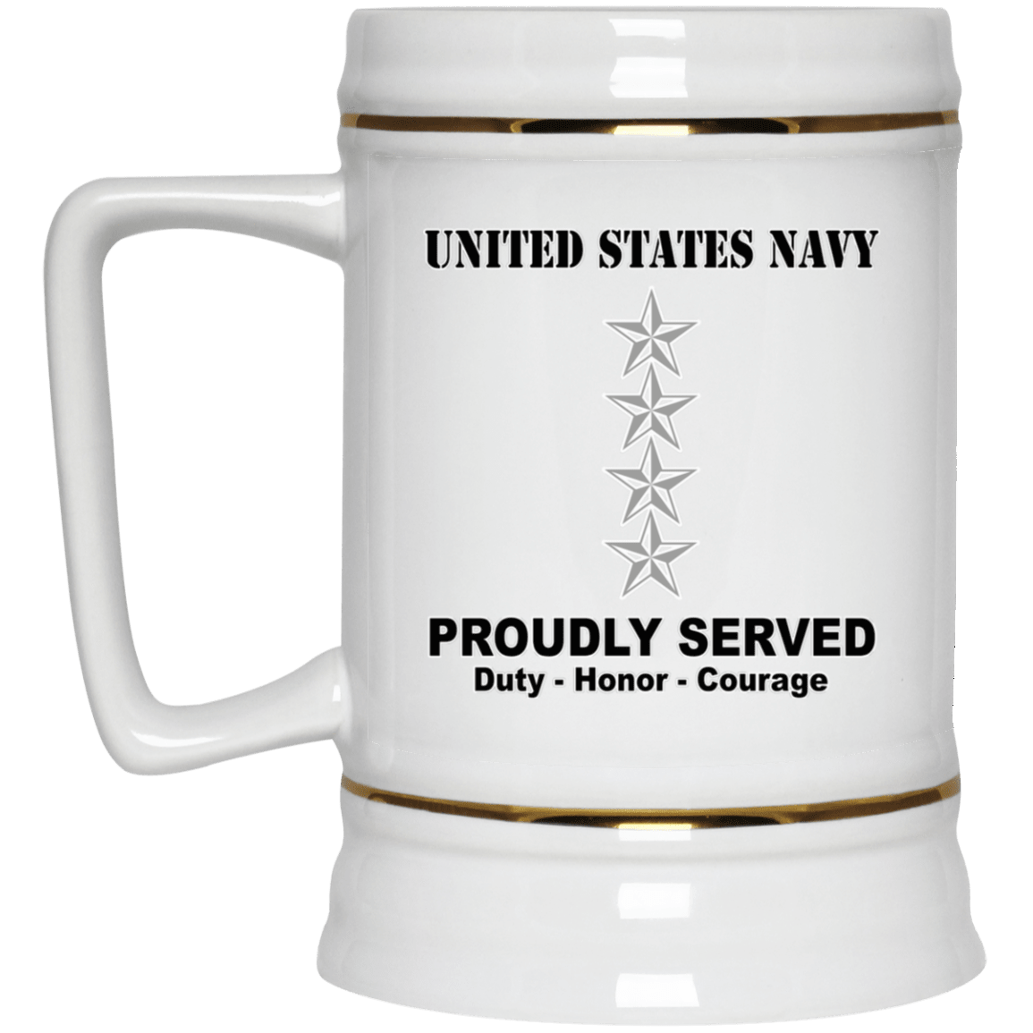 US Navy O-10 Admiral O10 ADM Flag Officer Ranks T shirt White Coffee Mug - Stainless Travel Mug-Mug-Navy-Officer-Veterans Nation