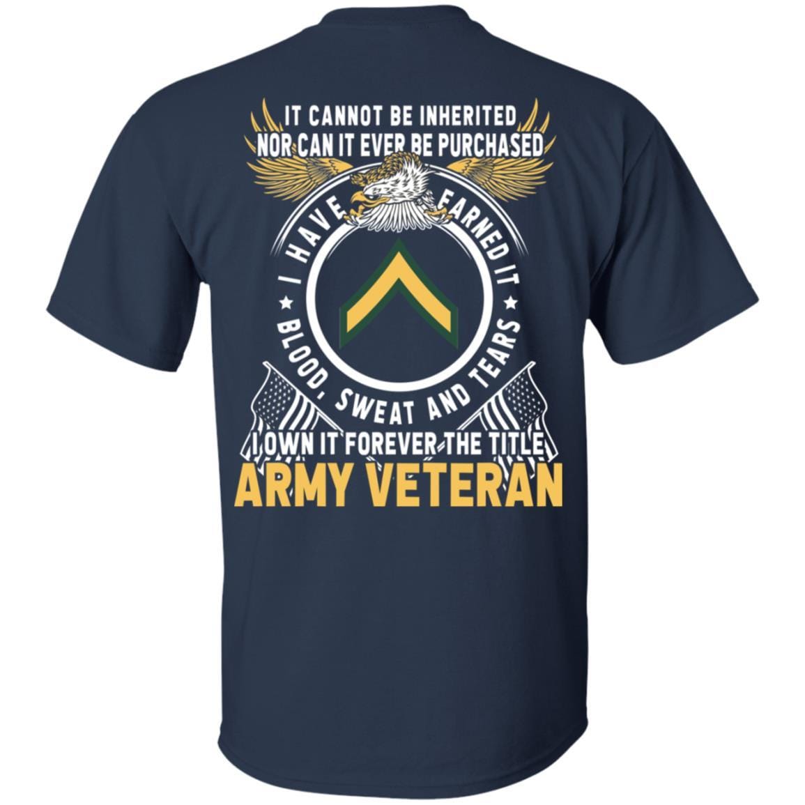 Army E-2 PV2 E2 Private Second Class Ranks T-Shirt For Men On Back-TShirt-Army-Veterans Nation