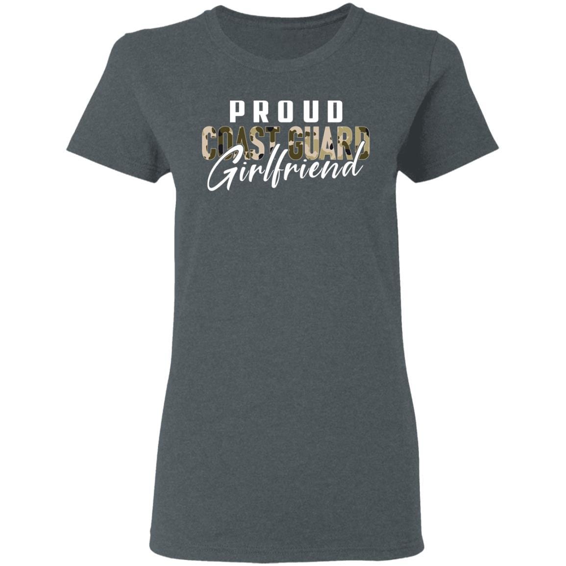 T-Shirt Proud Coast Guard Girlfriend Gildan Ladies' 5.3 oz.-T-Shirts-Veterans Nation