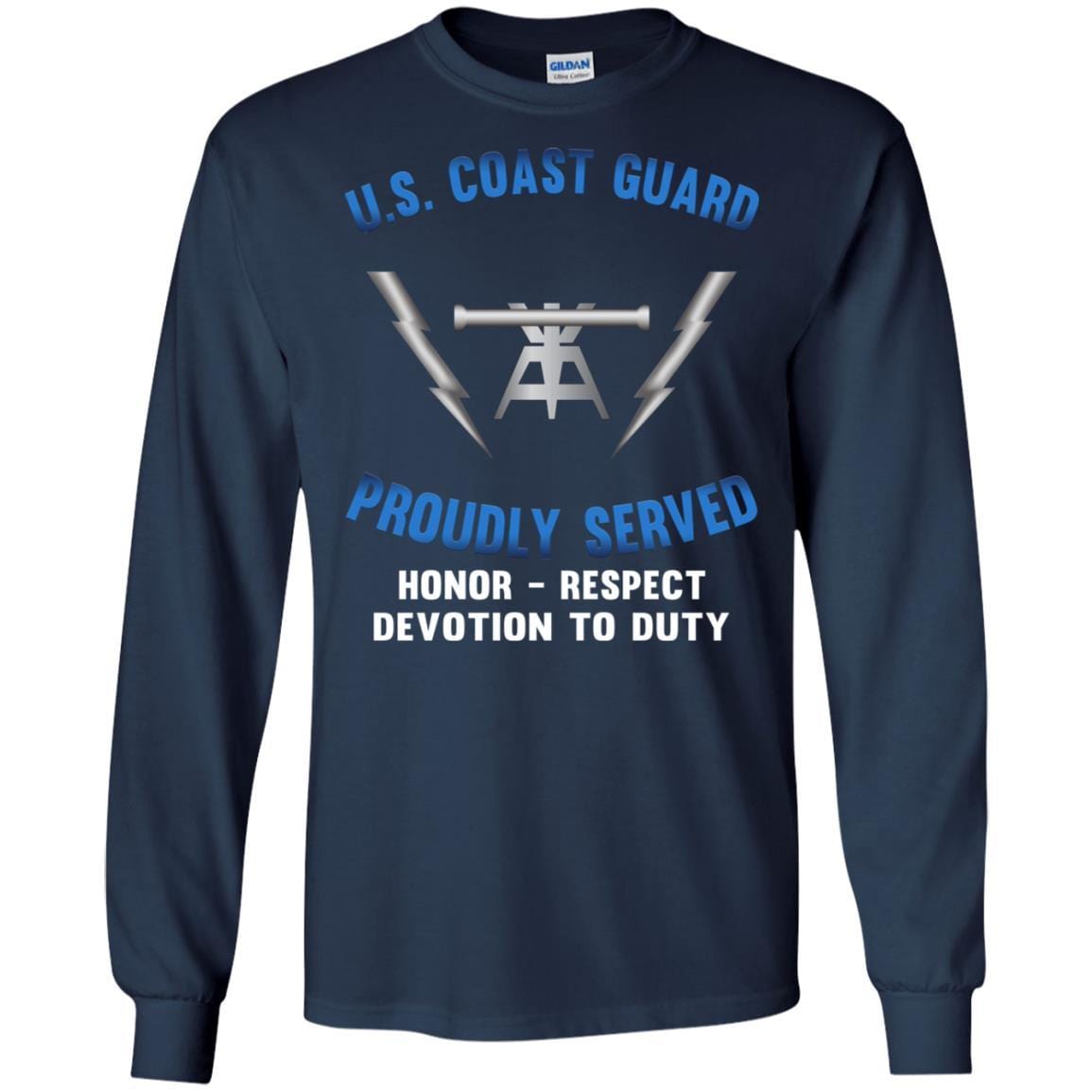 US Coast Guard Fire Control Technician FT Logo Proudly Served T-Shirt For Men On Front-TShirt-USCG-Veterans Nation
