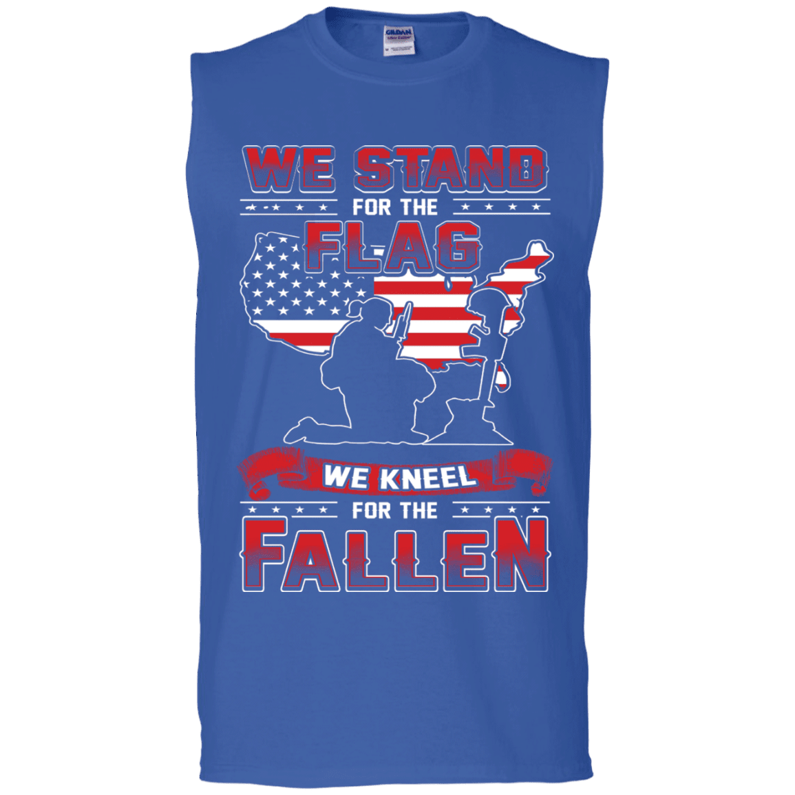Military T-Shirt "Stand For The Flag, Kneel For The Fallen Female Veterans" Front-TShirt-General-Veterans Nation