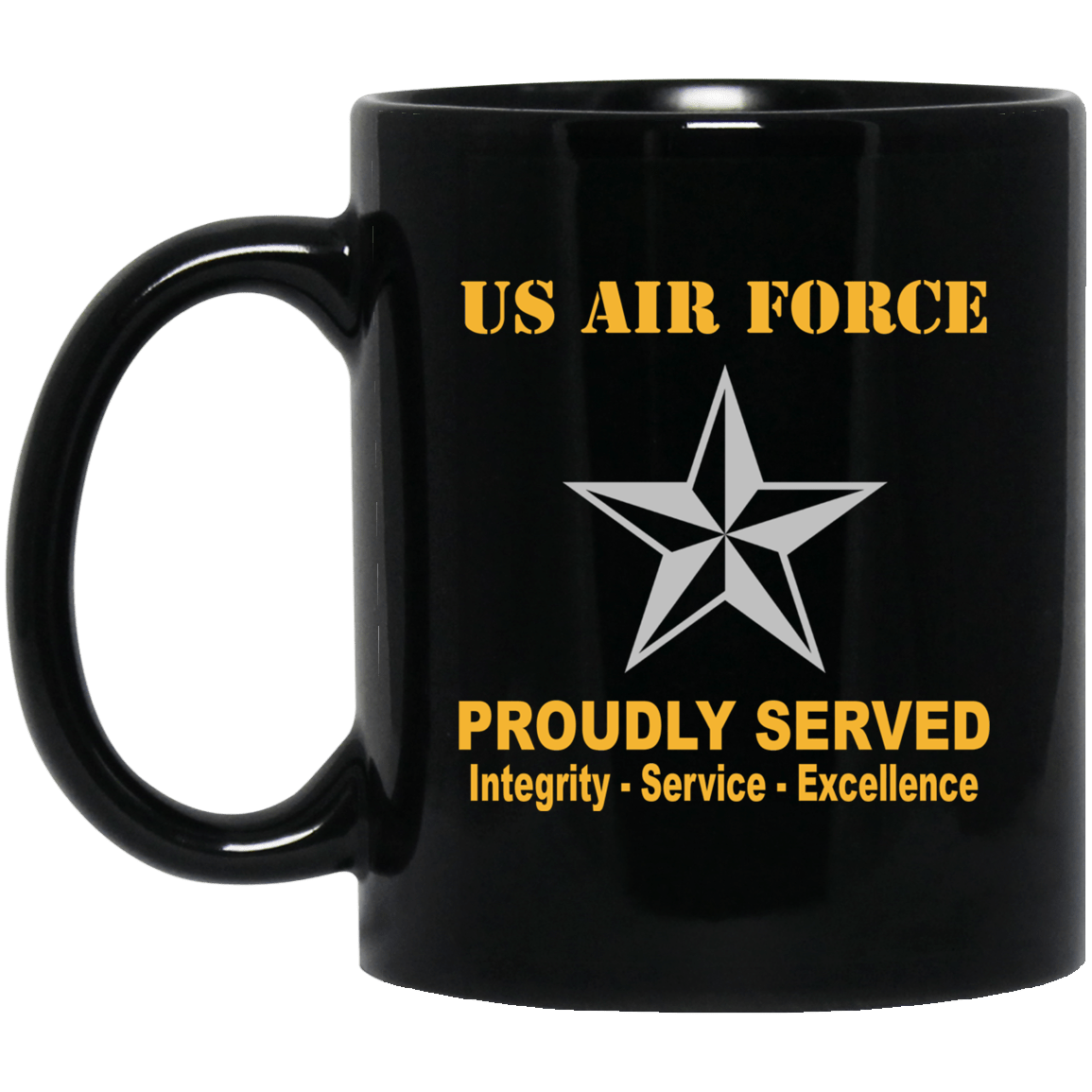 US Air Force O-7 Brigadier General Brig O7 General Officer Ranks Proudly Served Black Mug 11 oz - 15 oz-Mug-USAF-Ranks-Veterans Nation