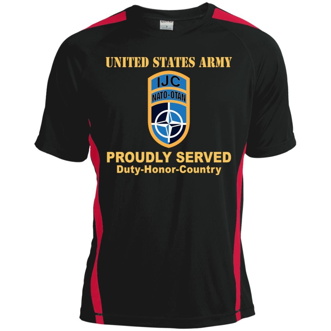 US ARMY CSIB NATO ISAF JOINT COMMAND IN AFGHANISTAN- Proudly Served T-Shirt On Front For Men-TShirt-Army-Veterans Nation