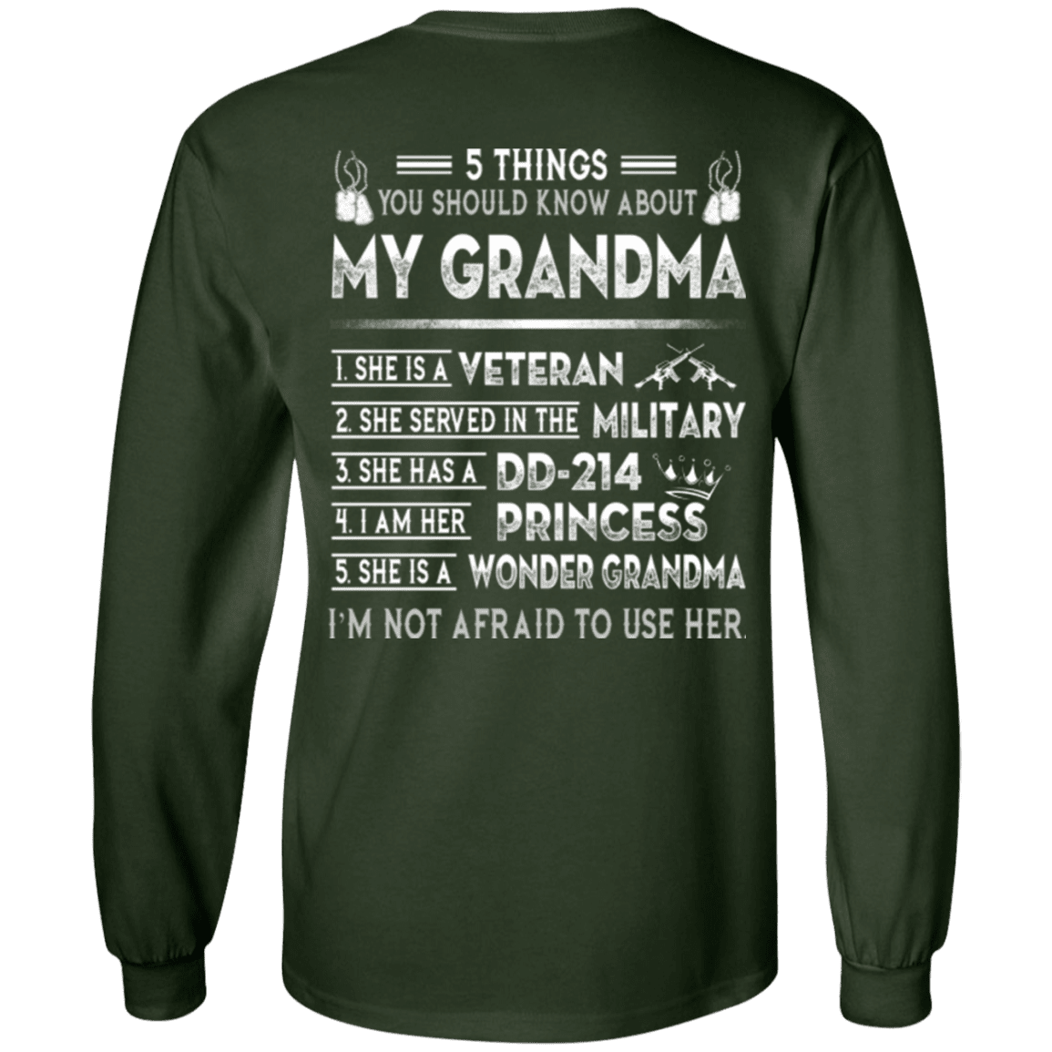 Military T-Shirt "5 Things You Should Know About My Grandma DD214"-TShirt-General-Veterans Nation