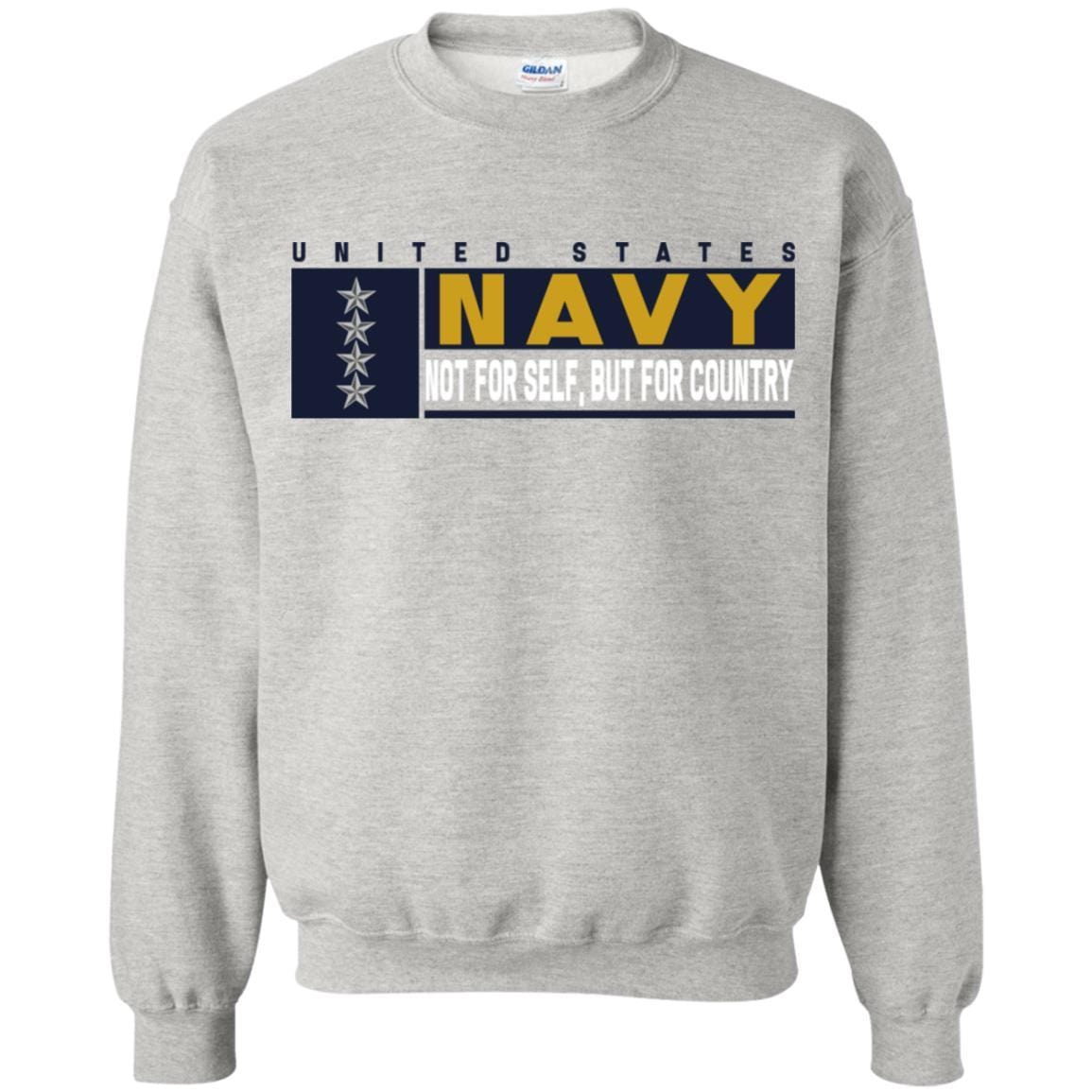 US Navy O-10 Admiral O10 ADM Not For Self, But For Country Long Sleeve - Pullover Hoodie-TShirt-Navy-Veterans Nation