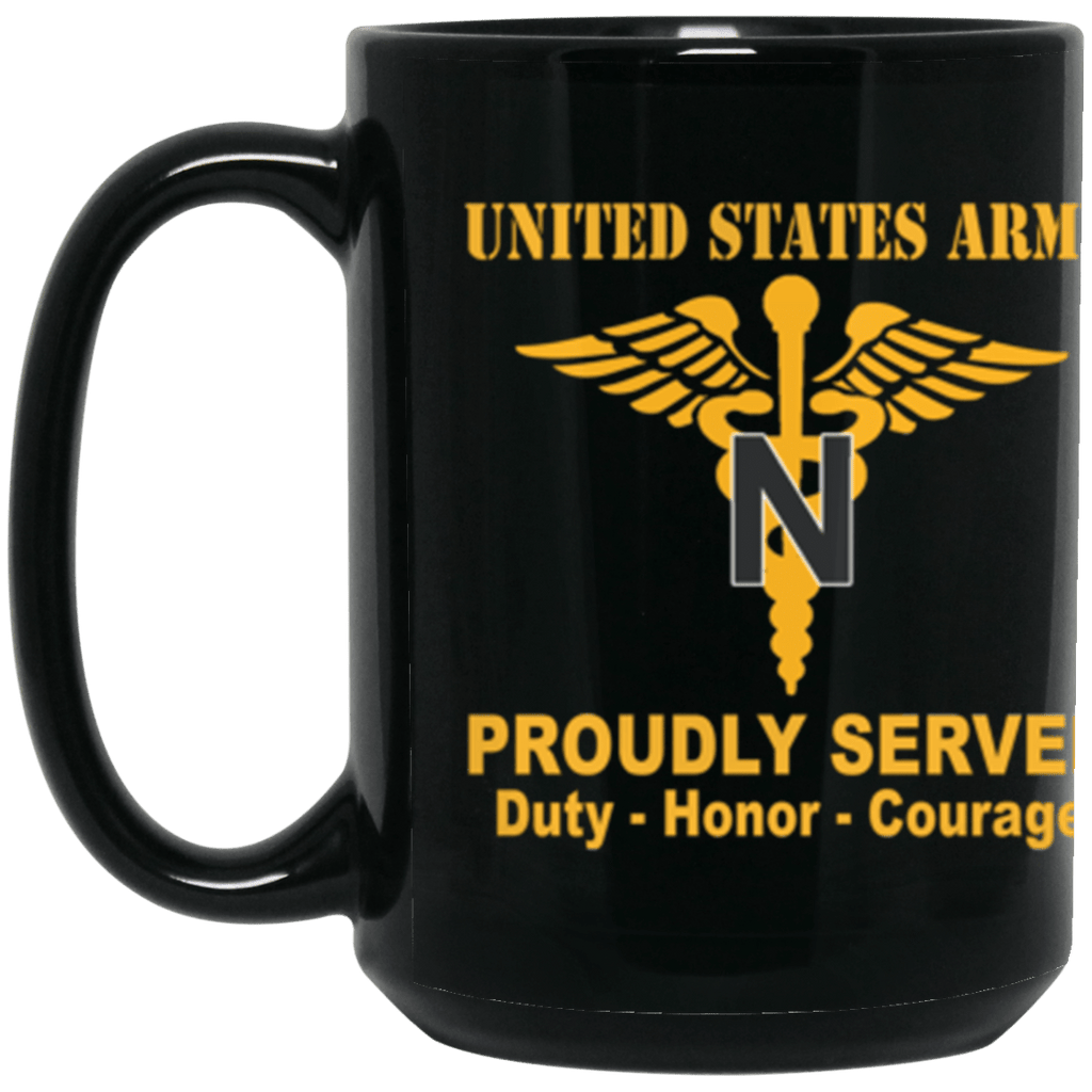 US Army Nurse Corps Proudly Served Core Values 15 oz. Black Mug-Drinkware-Veterans Nation