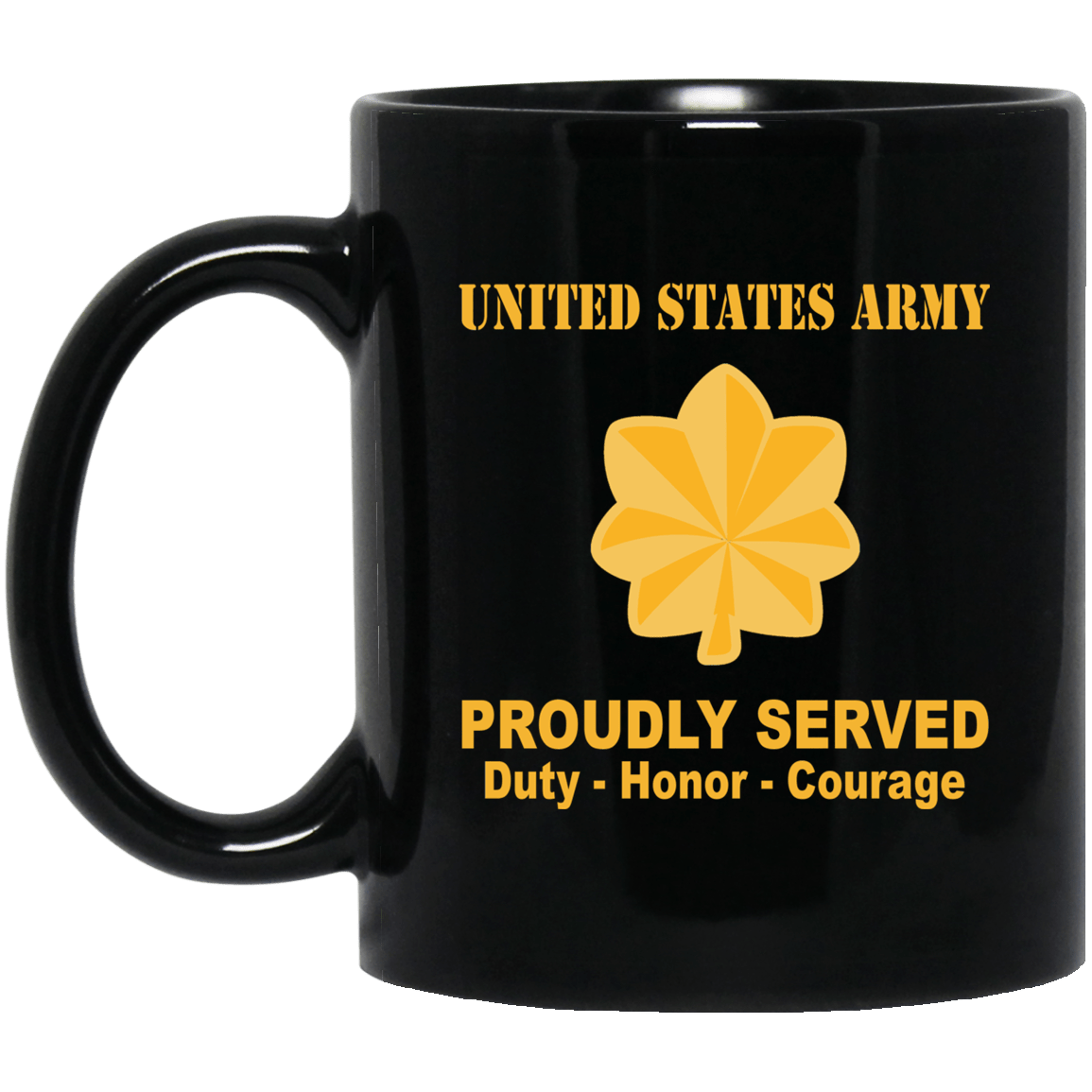 US Army Insignia Proudly Served Duty - Honor - Courage Black Coffee Mug 11oz-15oz-Mug-Army-Veterans Nation