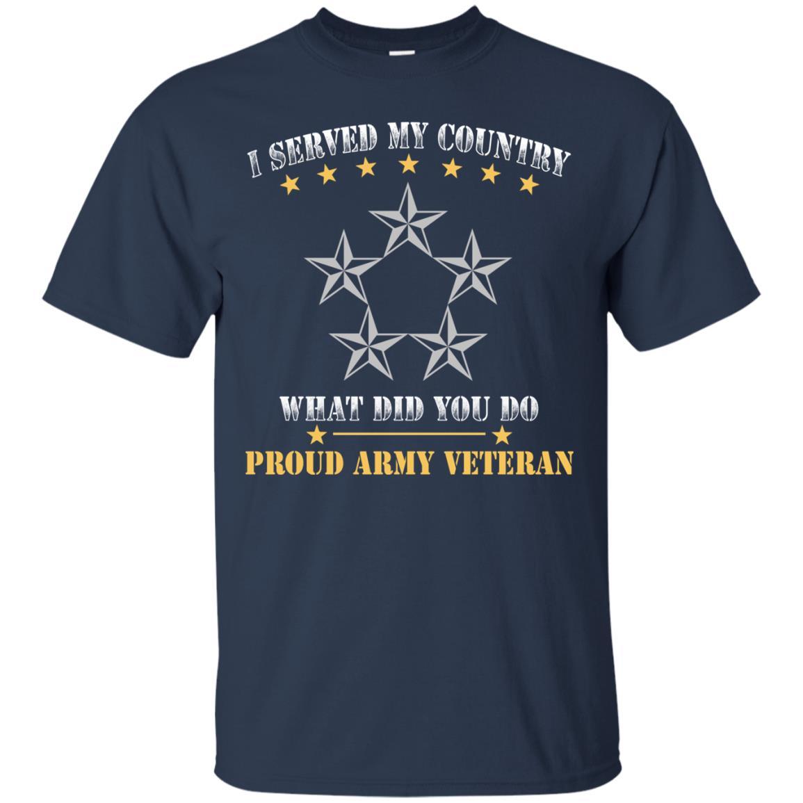US Army O-10 General of the Army O10 GA General Officer Ranks Men Front T Shirt - Proud US Army Veteran-TShirt-Army-Veterans Nation