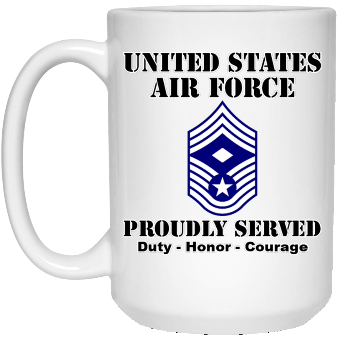 US Air Force E-9 First Sergeant Ranks White Coffee Mug - Stainless Travel Mug-Mug-USAF-Ranks-Veterans Nation