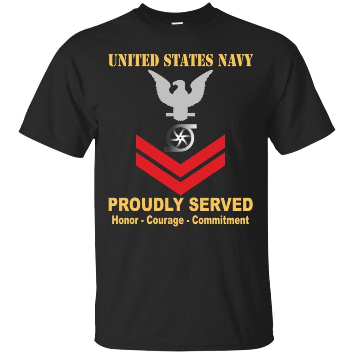 Navy Gas Turbine Systems Technician Navy GS E-5 Rating Badges Proudly Served T-Shirt For Men On Front-TShirt-Navy-Veterans Nation