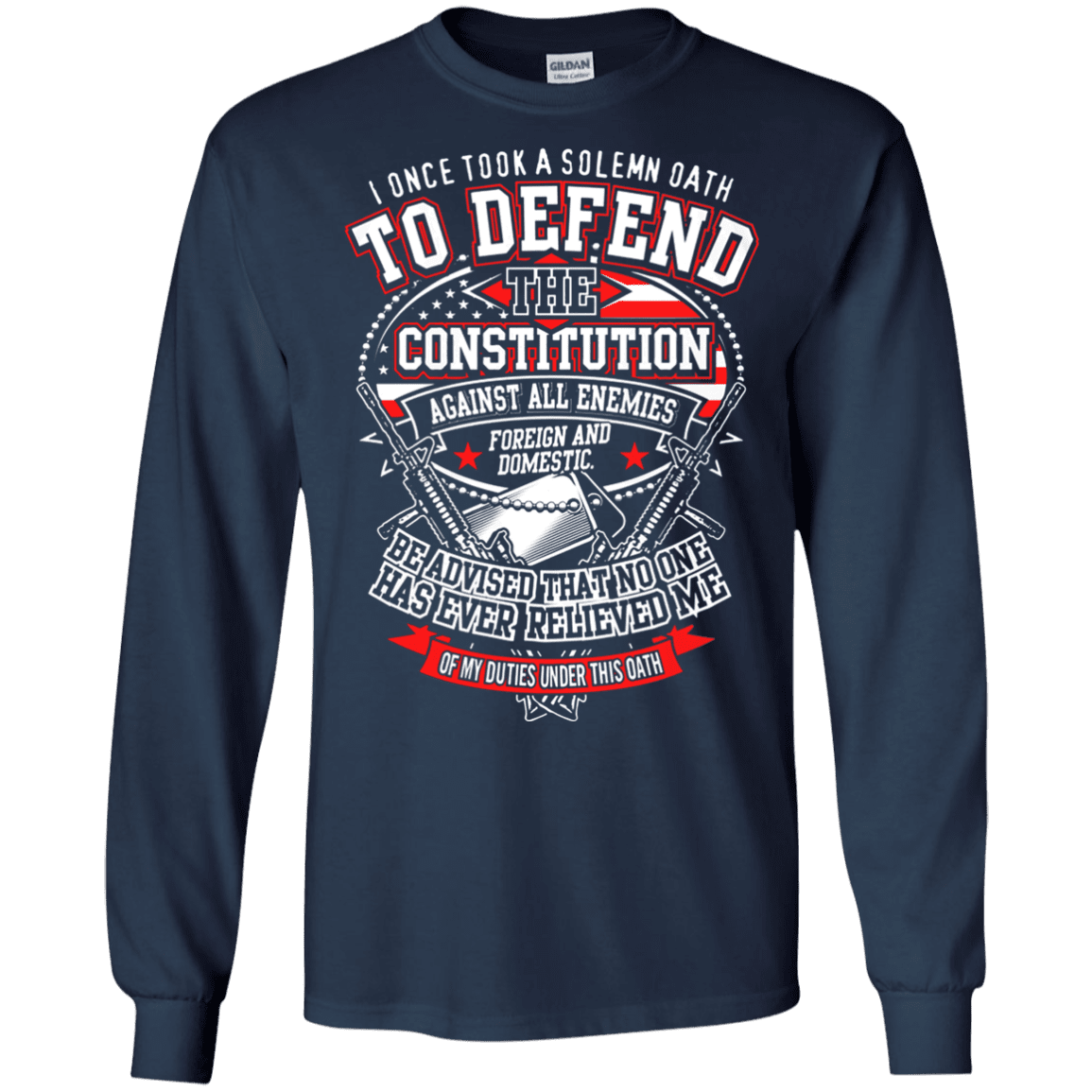 Military T-Shirt "I Once Tool A Solemn Oath to Defend The Constitution Men" Front-TShirt-General-Veterans Nation