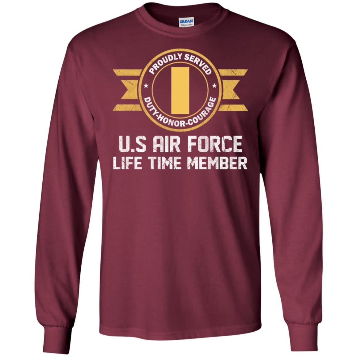 Life time member-US Air Force O-1 Second Lieutenant 2d Lt O1 Commissioned Officer Ranks Men T Shirt On Front-TShirt-USAF-Veterans Nation