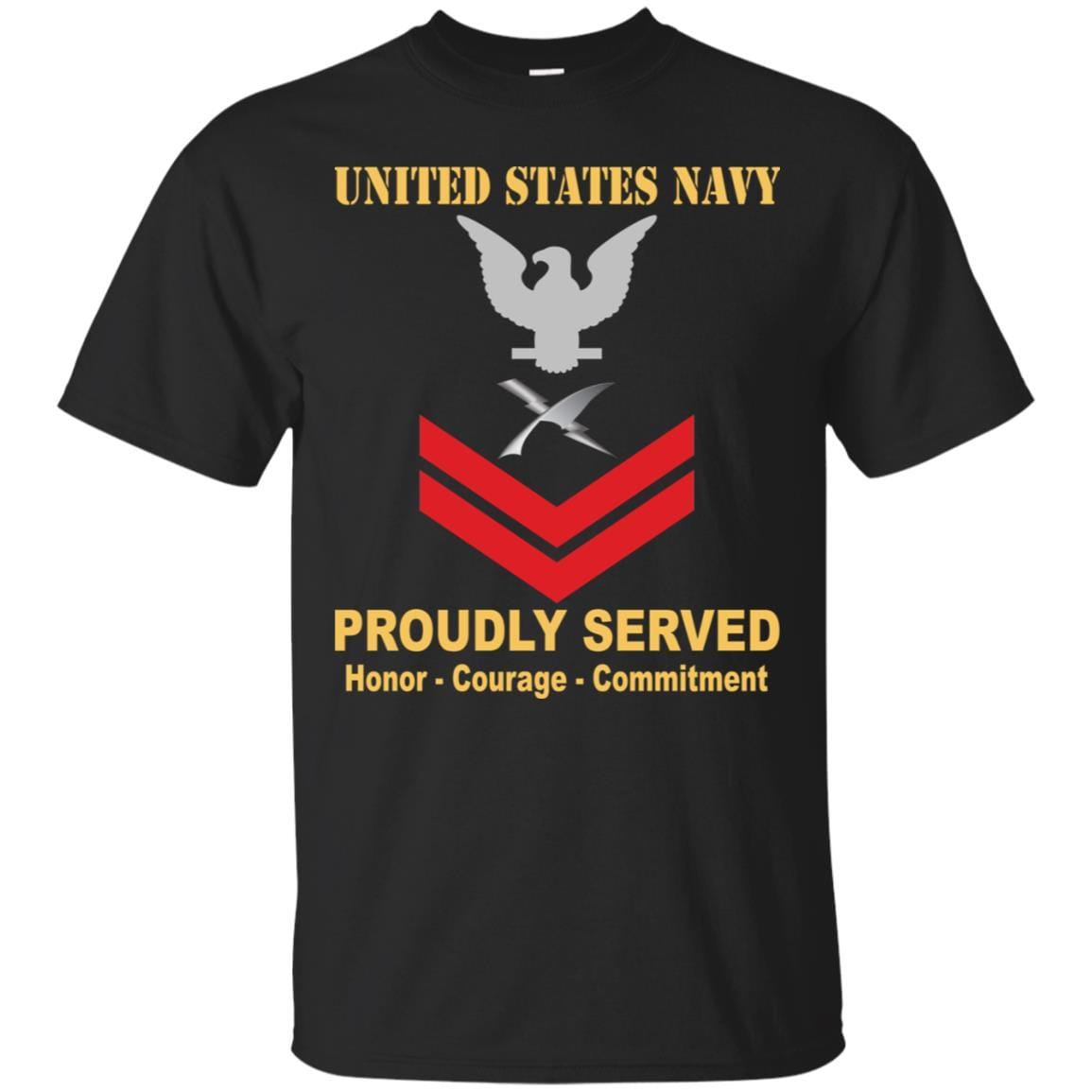U.S Navy Cryptologic technician Navy CT E-5 Rating Badges Proudly Served T-Shirt For Men On Front-TShirt-Navy-Veterans Nation