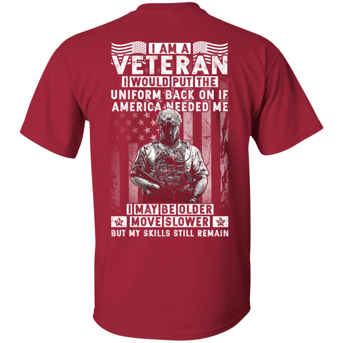 Military T-Shirt "I am a Veteran" Men Back-TShirt-General-Veterans Nation