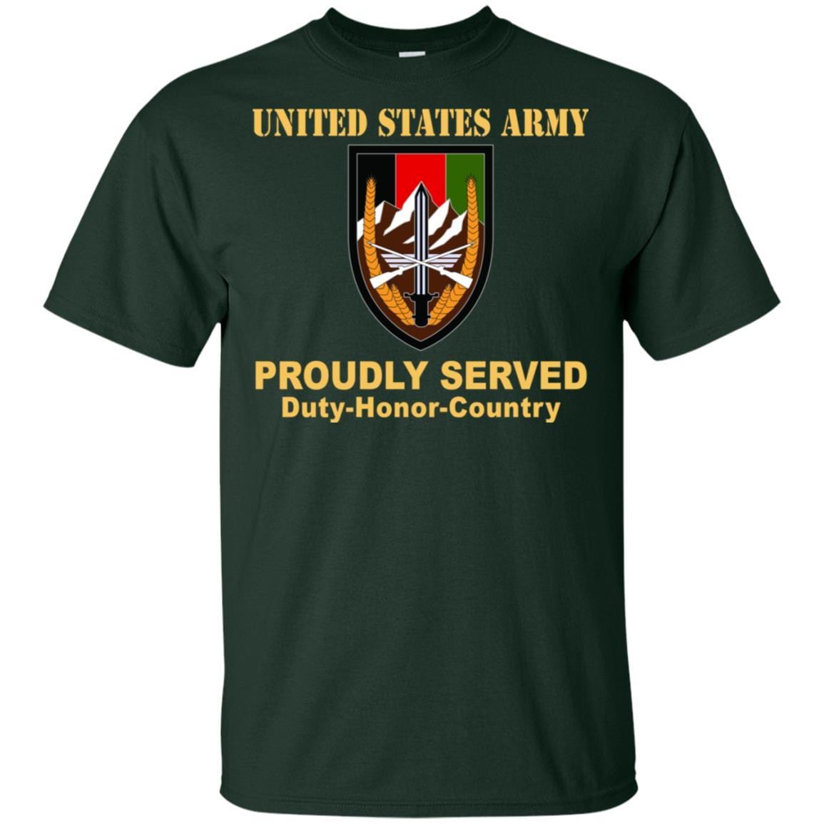 US ARMY CSIB ARMY ELEMENT, UNITED STATES FORCES-AFGHANISTAN- Proudly Served T-Shirt On Front For Men-TShirt-Army-Veterans Nation