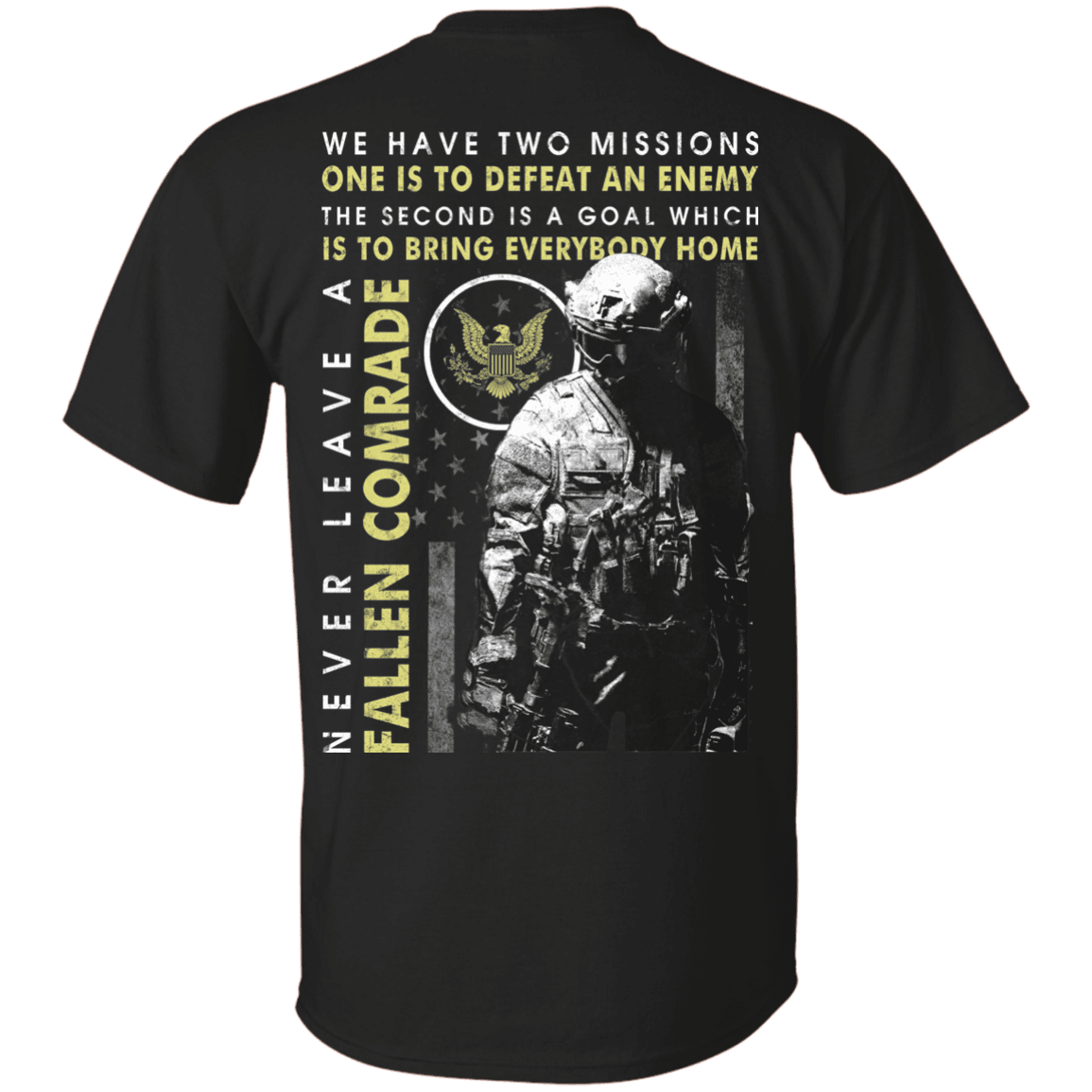 Never Leave A Fallen Comrade Army Men Back T Shirts-TShirt-Army-Veterans Nation