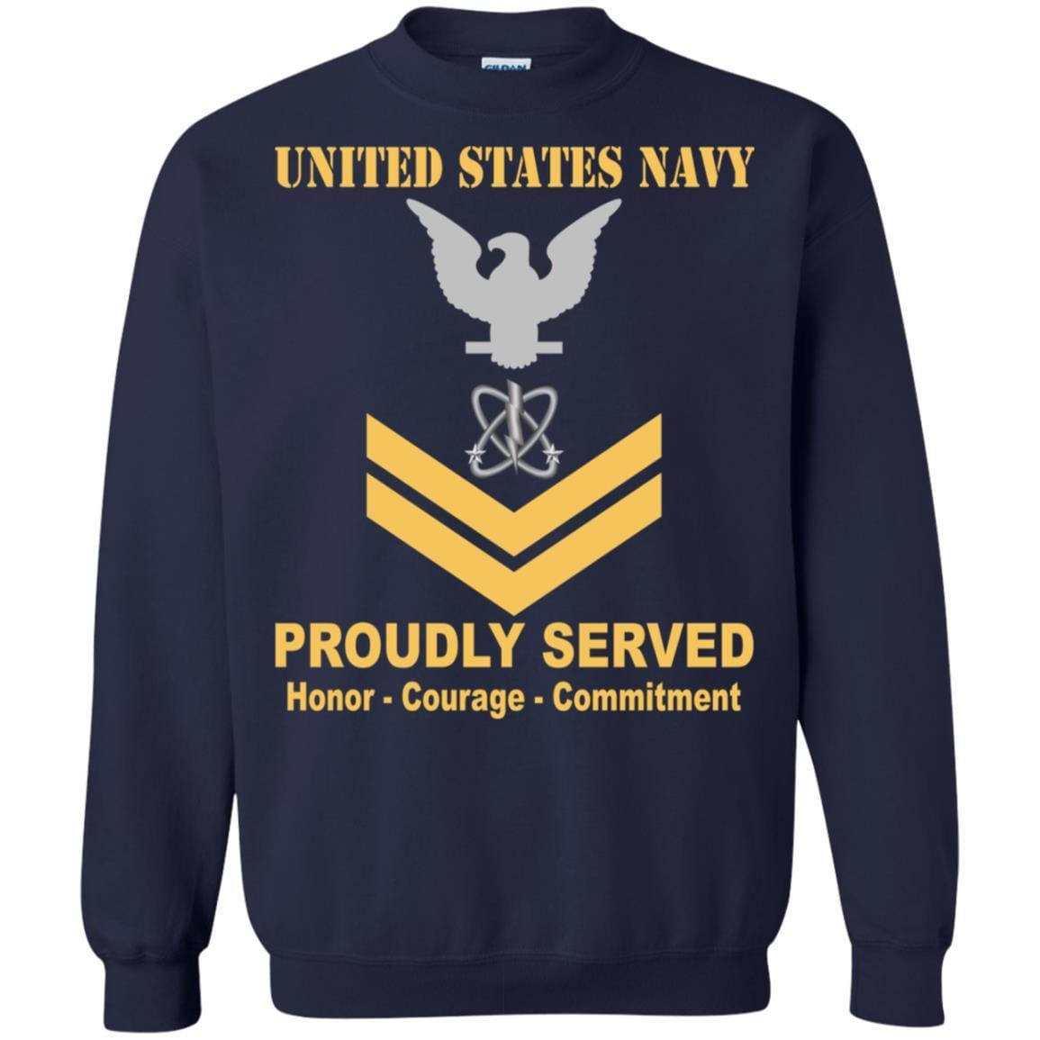 Navy Electronics Warfare Technician Navy EW E-5 Rating Badges Proudly Served T-Shirt For Men On Front-TShirt-Navy-Veterans Nation