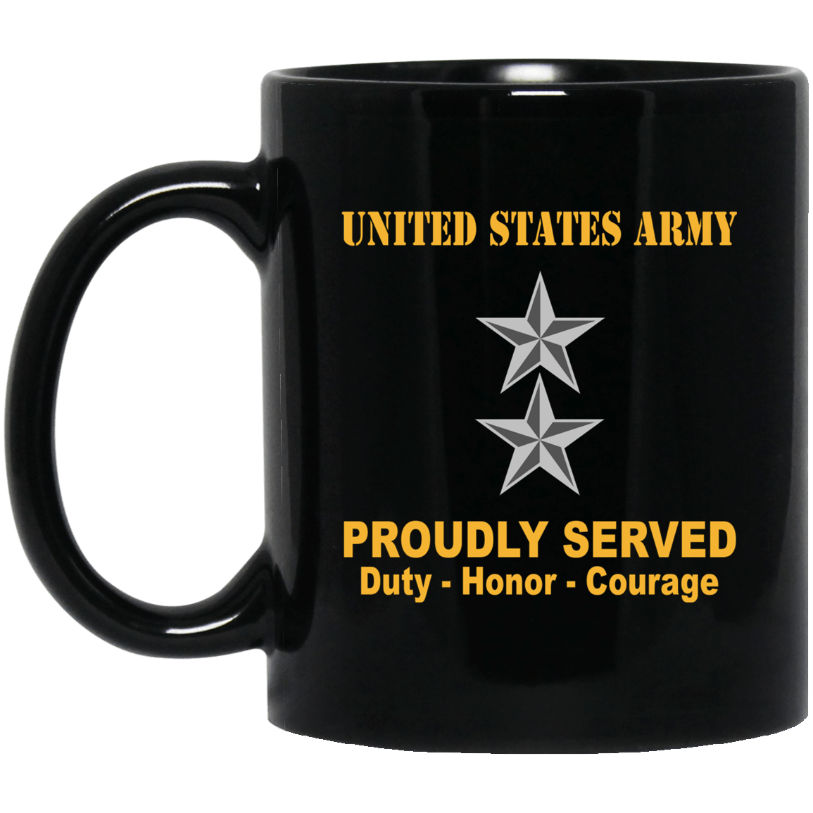 US Army Insignia Proudly Served Duty - Honor - Courage Black Coffee Mug 11oz-15oz-Mug-Army-Veterans Nation