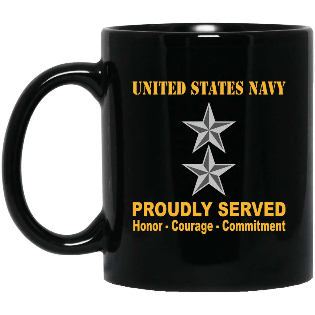 US Navy O-8 Rear Admiral O8 RADM Flag Officer Ranks Proudly Served Black Mug 11 oz - 15 oz-Mug-Navy-Officer-Veterans Nation