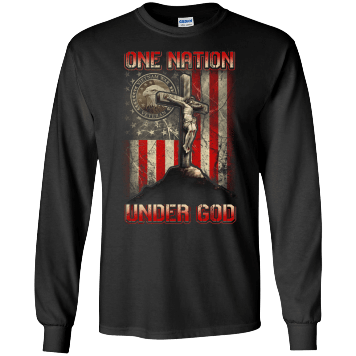 Military T-Shirt "ONE NATION UNDER GOD VIETNAM VETERAN"-TShirt-General-Veterans Nation