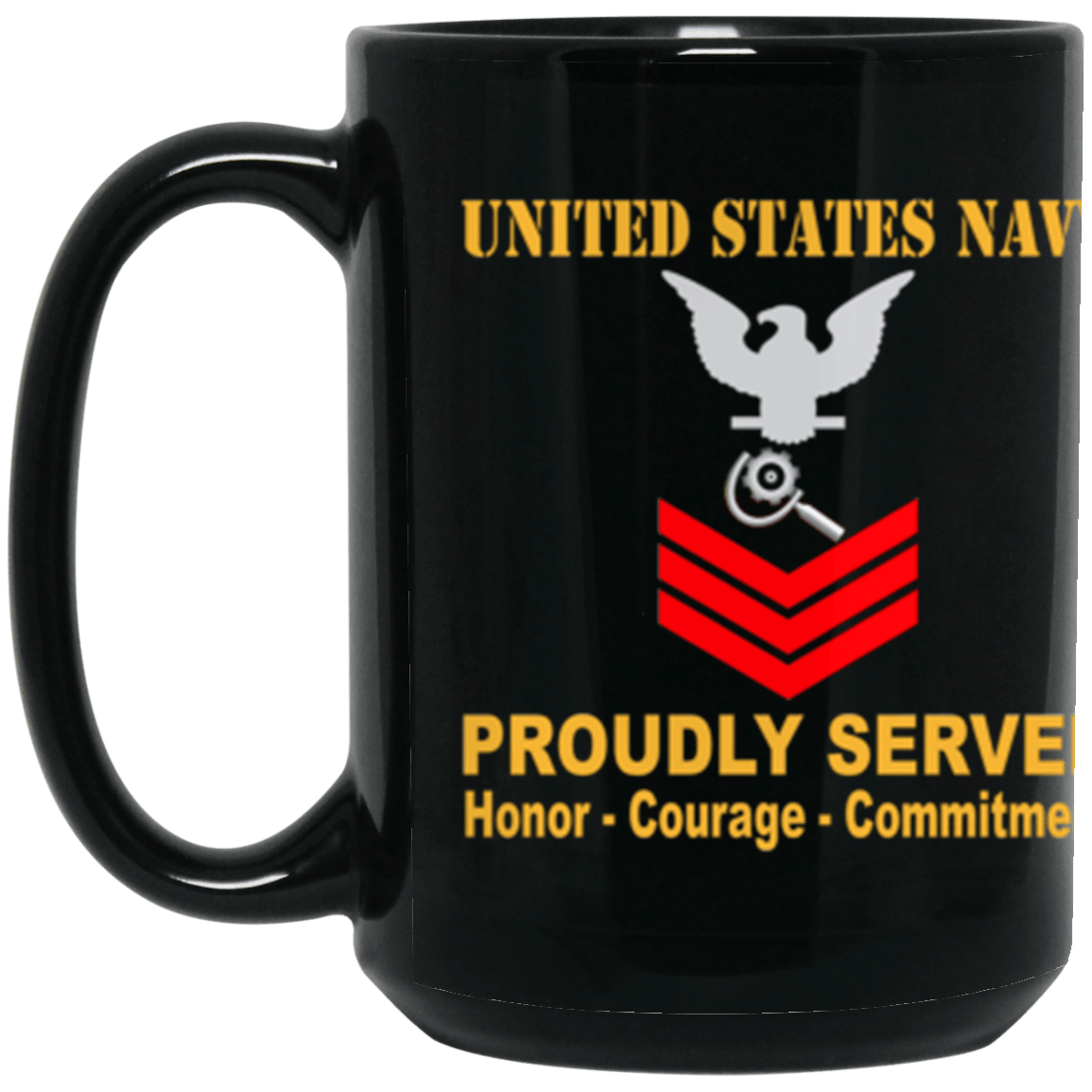 US Navy Machinery repairman Navy MR E-6 Red Stripe 15 oz. Black Mug-Drinkware-Veterans Nation