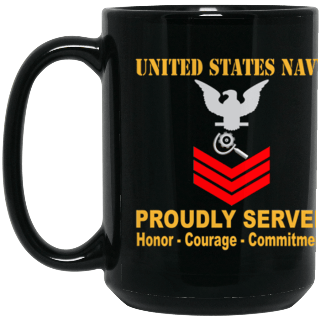 US Navy Machinery repairman Navy MR E-6 Red Stripe 15 oz. Black Mug-Drinkware-Veterans Nation
