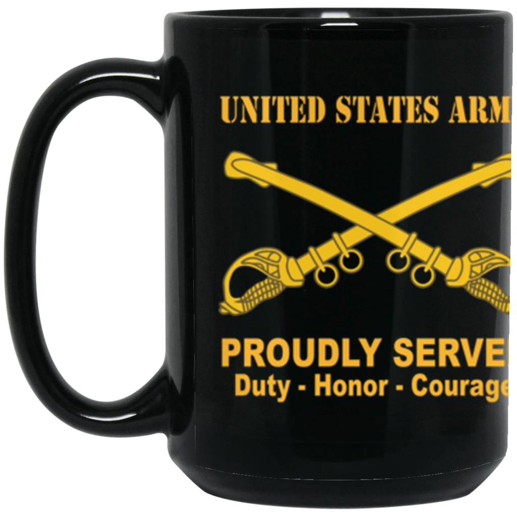 US Army Cavalry Proudly Served Core Values 15 oz. Black Mug-Drinkware-Veterans Nation