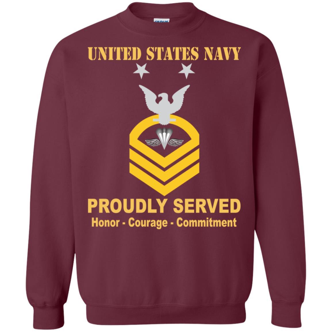 Navy Aircrew Survival Equipmentman Navy PR E-9 Rating Badges Proudly Served T-Shirt For Men On Front-TShirt-Navy-Veterans Nation