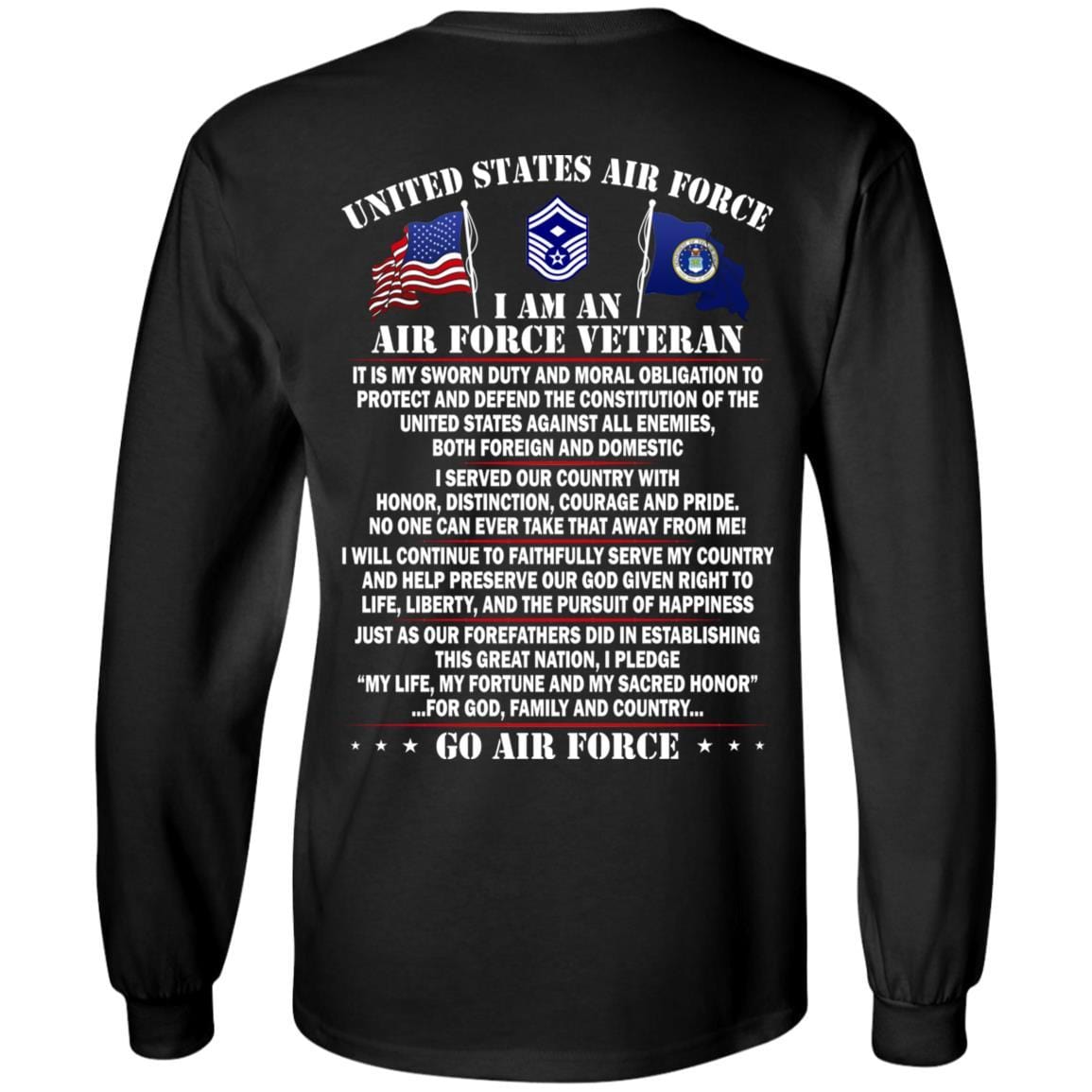 US Air Force E-8 First sergeant E-8 Rank - Go Air Force T-Shirt On Back-TShirt-USAF-Veterans Nation