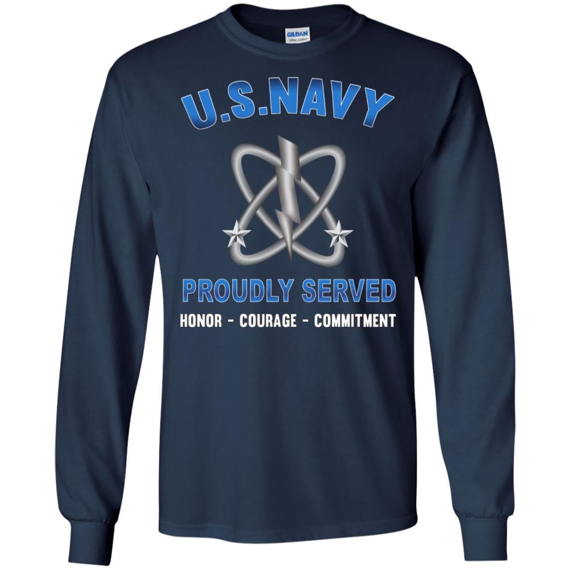 Navy Electronics Warfare Technician Navy EW - Proudly Served T-Shirt For Men On Front-TShirt-Navy-Veterans Nation