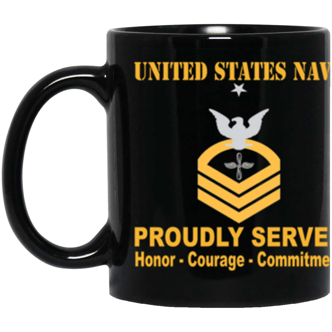 US Navy Aviation machinist's mate Navy AD E-8 11 oz. Black Mug-Drinkware-Veterans Nation