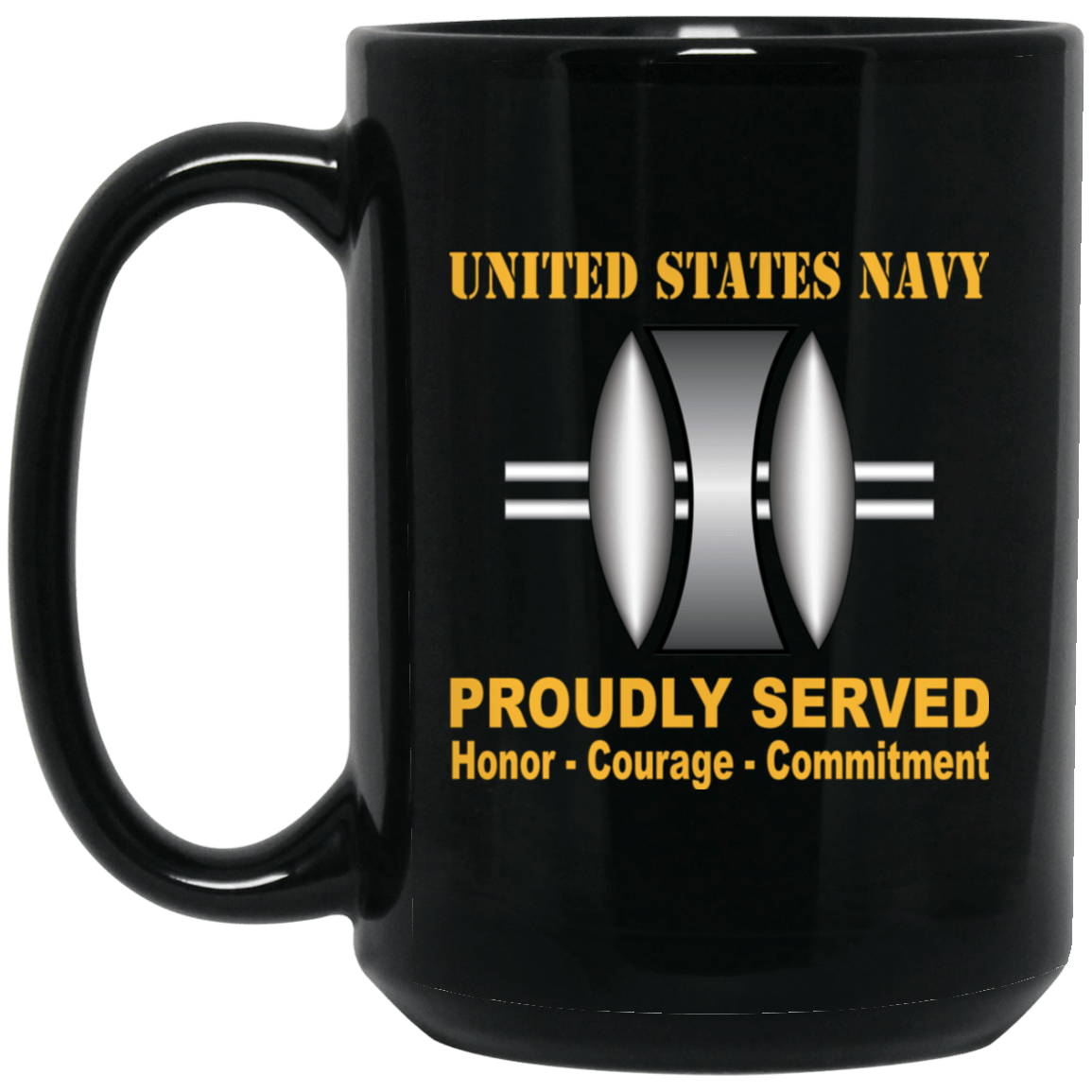 Navy Opticalman Navy OM Proudly Served Black Mug 11 oz - 15 oz-Mug-Navy-Rate-Veterans Nation