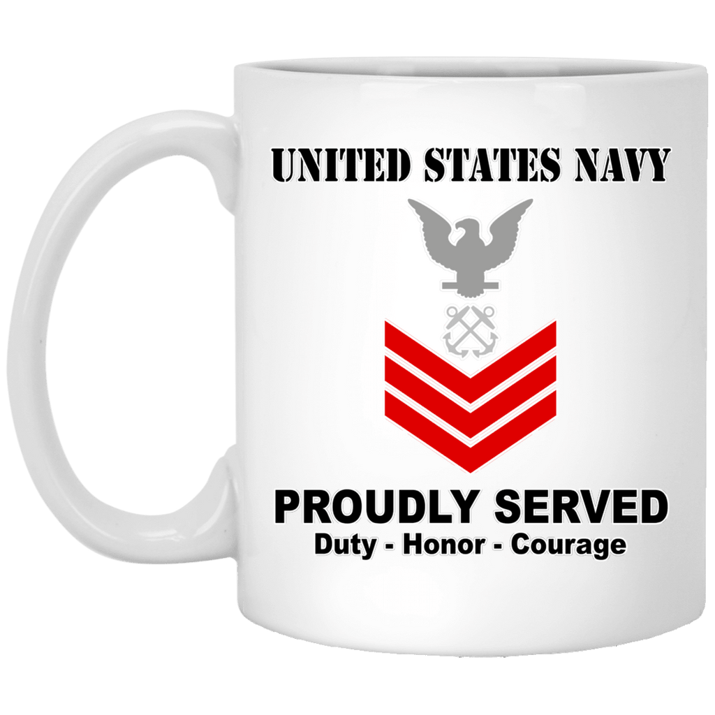 US Navy E-6 Petty Officer First Class E6 PO1 Noncommissioned Officer Ranks T shirt White Coffee Mug - Stainless Travel Mug-Mug-Navy-Collar-Veterans Nation