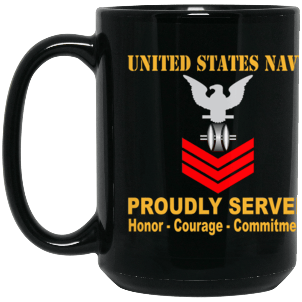 US Navy Opticalman Navy OM E-6 Red Stripe 15 oz. Black Mug-Drinkware-Veterans Nation
