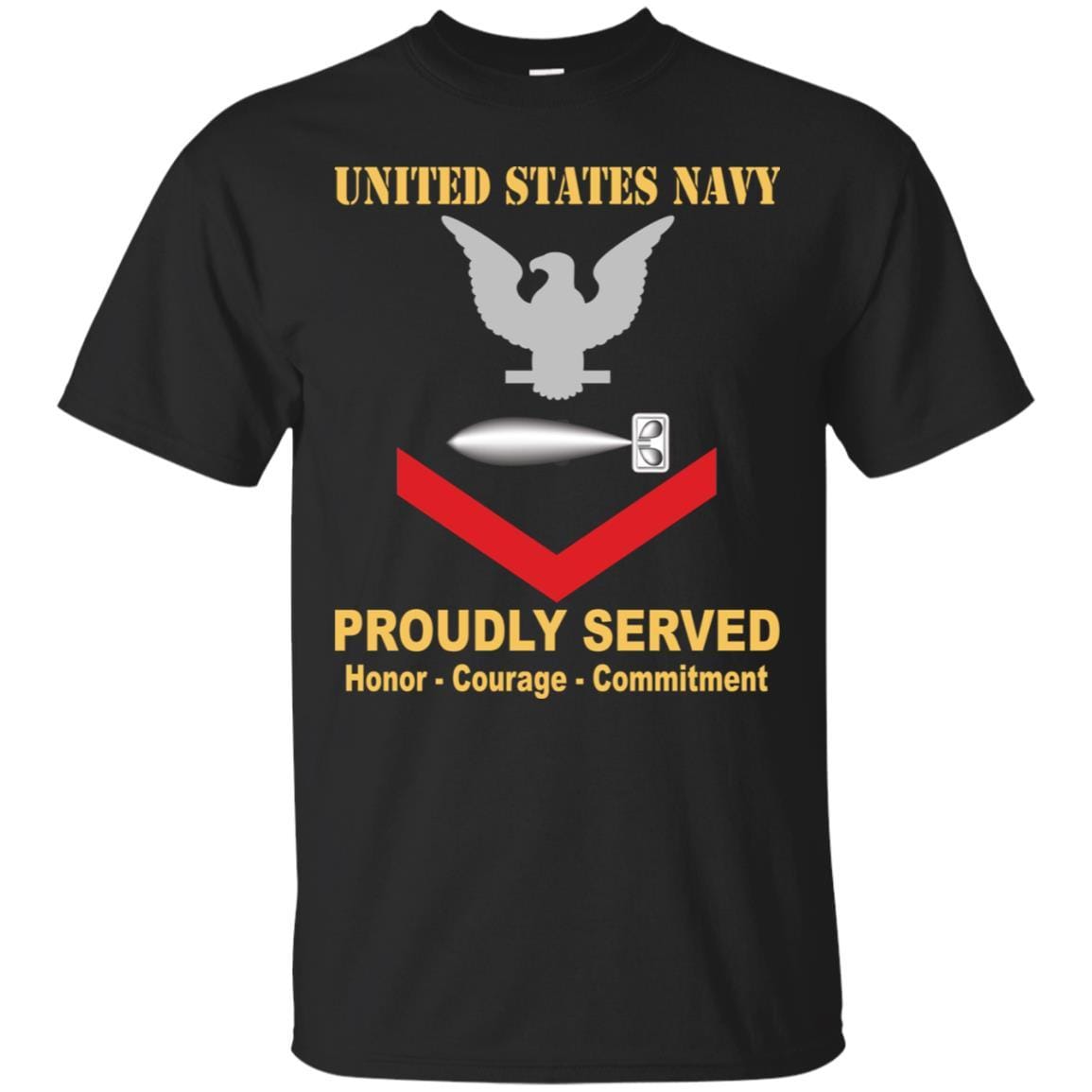 U.S Navy Torpedoman's mate Navy TM E-4 Rating Badges Proudly Served T-Shirt For Men On Front-TShirt-Navy-Veterans Nation