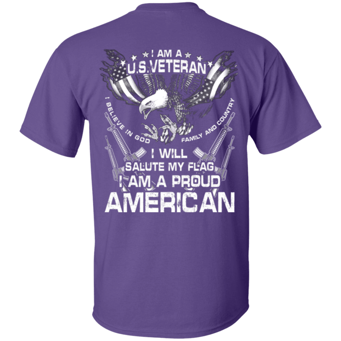 Military T-Shirt "Veteran - I Will Salute My Flag Proud American"-TShirt-General-Veterans Nation